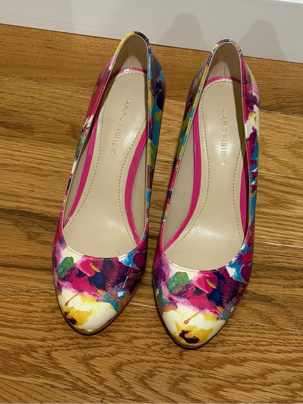 Marc Fisher Multicolor Floral Leather Pointed-Toe Heels